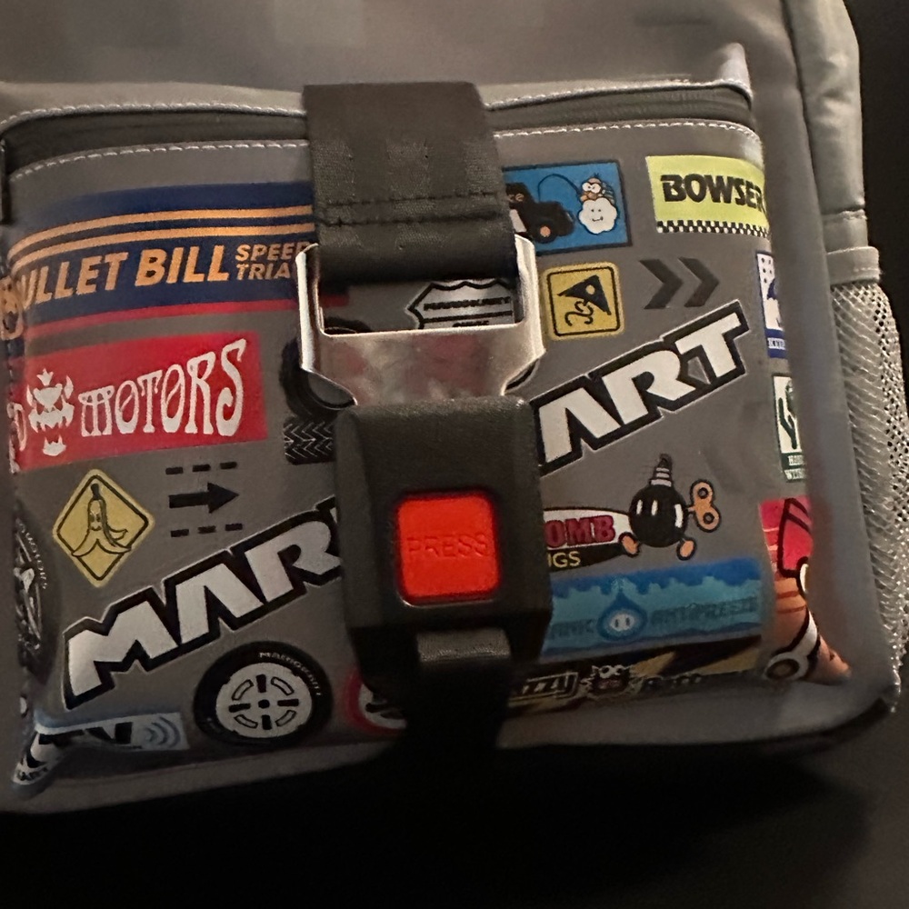 Epic Universe Mario Kart Pit Crew Backpack with Seatbelt Buckle - Picture 3 of 8